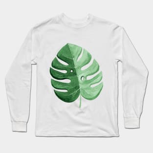 Green monstera palm leaf Long Sleeve T-Shirt
